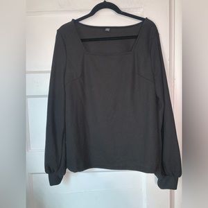 SHEIN black waffle square neck long sleeve tee size‎ large